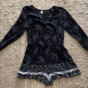 Button Up Long Sleeve Romper